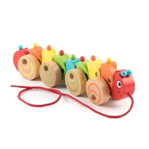 Jucarie de tras din lemn<br />Omida colorata (3457-VI)