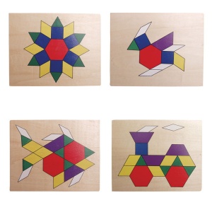Set mozaic din lemn Tangram cu modele (0575-FA)