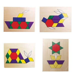 Set mozaic din lemn Tangram cu modele (0575-FA)