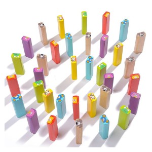 Turnuletul din lemn cu Animale 4 in 1, culoare: Multicolor, dimensiune: cutie: 12x8x25 cm – fotografie produs