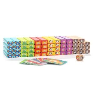 Turnuletul din lemn cu Animale 4 in 1, culoare: Multicolor, dimensiune: cutie: 12x8x25 cm – fotografie produs