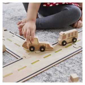 Roadway, traseu auto din lemn, 42 piese, Guidecraft, culoare: Natur, dimensiune: cutie: 35x9x42 cm – fotografie produs