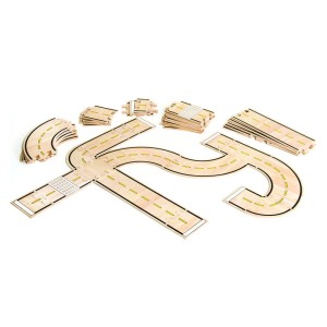 Roadway, traseu auto din lemn, 42 piese, Guidecraft, culoare: Natur, dimensiune: cutie: 35x9x42 cm – fotografie produs