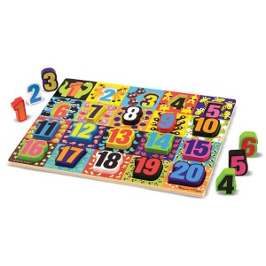 Puzzle urias din lemn cu Numere, Melissa & Doug, culoare: Multicolor, dimensiune: 40x30x2 cm – fotografie produs