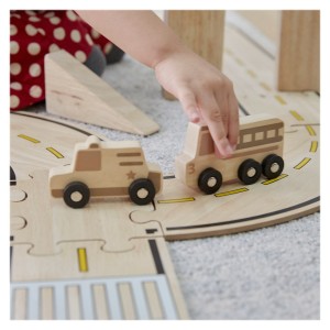 Mini vehicule din lemn, set 10 bucati, Guidecraft, culoare: Natur, dimensiune: 21x11x21 cm – fotografie produs