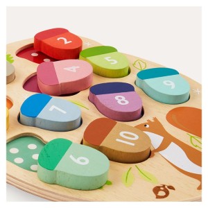 Numaram ghinde, puzzle educativ din lemn, culoare: Multicolor, dimensiune: 21x25x2 cm – fotografie produs