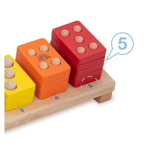 Joc de sortare, stivuire si numarare din lemn, culoare: Multicolor, dimensiune: 29x9x10 cm – fotografie produs