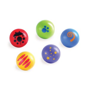 Set 5 bile din lemn Trix Track, Wonderworld, culoare: Multicolor, dimensiune: diametru bile: 3 cm – fotografie produs