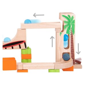 Traseu cu bile din lemn Flip Up, culoare: Multicolor, dimensiune: 31x9x27 cm – fotografie produs