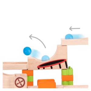 Traseu cu bile din lemn Flip Up, culoare: Multicolor, dimensiune: 31x9x27 cm – fotografie produs