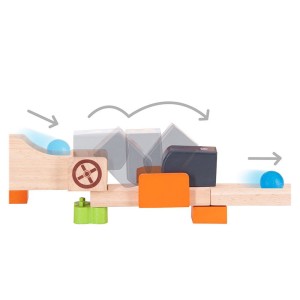 Traseu cu bile din lemn Flip Up, culoare: Multicolor, dimensiune: 31x9x27 cm – fotografie produs