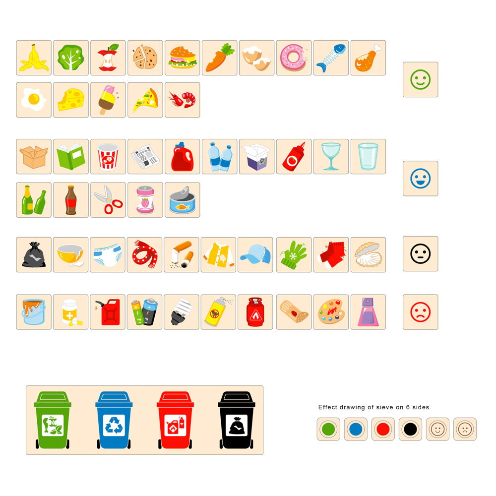 Sortator din lemn, deseuri selective – Viga Toys Sortator din lemn, deseuri selective, culoare: Multicolor, dimensiune: 30x12x8 cm – fotografie produs