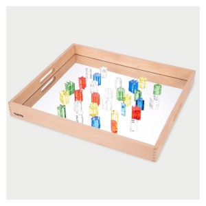 Tava mare din lemn cu oglinda acrilica, culoare: Natur, dimensiune: 50x44x5 cm – fotografie produs