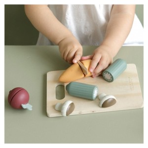 Legume feliabile din lemn cu tocator, Little Dutch, culoare: Multicolor, dimensiune: 21x17x6 cm – fotografie produs