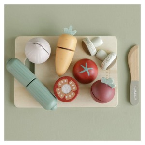 Legume feliabile din lemn cu tocator, Little Dutch, culoare: Multicolor, dimensiune: 21x17x6 cm – fotografie produs
