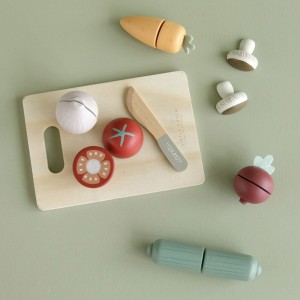 Legume feliabile din lemn cu tocator, Little Dutch, culoare: Multicolor, dimensiune: 21x17x6 cm – fotografie produs