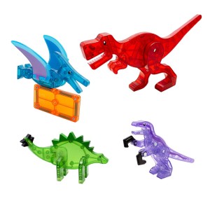 MAGNA-TILES Dino World, set magnetic 40 de piese, culoare: Multicolor, dimensiune: 43x6x30 cm – fotografie produs