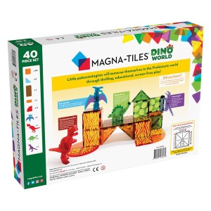 MAGNA-TILES Dino World, set magnetic 40 de piese, culoare: Multicolor, dimensiune: 43x6x30 cm – fotografie produs
