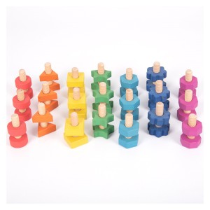 Nuts & Bolts, set 21 de suruburi si piulite din lemn, culoare: Multicolor, dimensiune: 6x3 cm – fotografie produs
