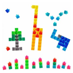 Linking Cubes, 100 cuburi translucide interconectabile, culoare: Multicolor, dimensiune: 2x2x2 cm – fotografie produs