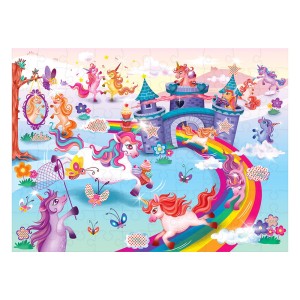 Secretele unicornilor, puzzle cu ochelari, 100 piese, culoare: Multicolor, dimensiune: imagine puzzle: 49x36 cm – fotografie produs