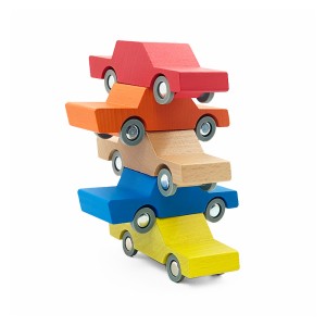 Masinuta handmade din lemn, Waytoplay, rosu, culoare: Rosu, dimensiune: 10x3x3 cm – fotografie produs