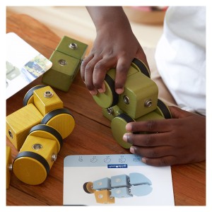 Snap Block Vehicles, blocuri de constructie din lemn, 32 piese, culoare: Multicolor, dimensiune: 28x18x10 cm – fotografie produs