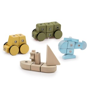 Snap Block Vehicles, blocuri de constructie din lemn, 32 piese, culoare: Multicolor, dimensiune: 28x18x10 cm – fotografie produs