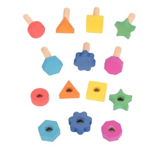 Nuts & Bolts, set suruburi si piulite din lemn, 14 piese, culoare: Multicolor, dimensiune: 6x3 cm – fotografie produs