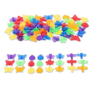 Set de sortare, Insecte translucide colorate, 96 piese, culoare: Multicolor, dimensiune: 3-4 cm – fotografie produs