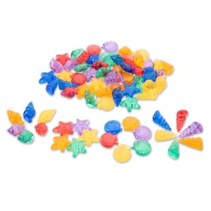 Set de sortare, Scoici translucide colorate, 72 piese, culoare: Multicolor, dimensiune: 3-4 cm – fotografie produs