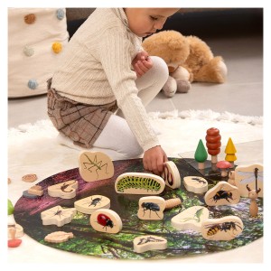 Blocuri din lemn cu Insecte, 15 piese, culoare: Multicolor, dimensiune: 12x5x2 cm – fotografie produs