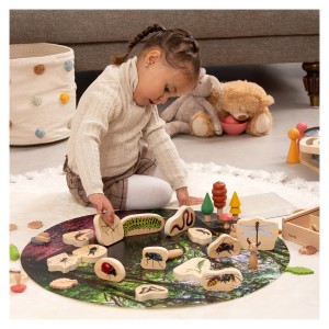 Blocuri din lemn cu Insecte, 15 piese, culoare: Multicolor, dimensiune: 12x5x2 cm – fotografie produs