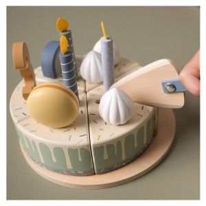 Tort aniversar cu decoratiuni, albastru, Little Dutch, culoare: Multicolor, dimensiune: 18x18x4 cm – fotografie produs