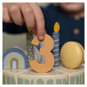 Tort aniversar cu decoratiuni, albastru, Little Dutch, culoare: Multicolor, dimensiune: 18x18x4 cm – fotografie produs