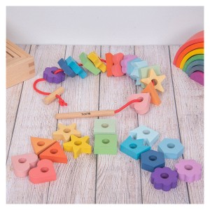 Forme colorate din lemn pentru insirat, TickiT, culoare: Multicolor, dimensiune: 4x5 cm – fotografie produs