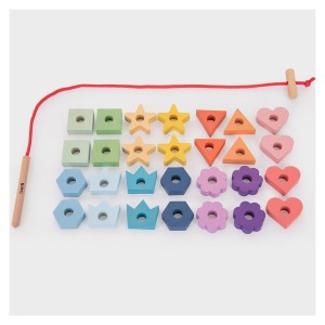 Forme colorate din lemn pentru insirat, TickiT, culoare: Multicolor, dimensiune: 4x5 cm – fotografie produs