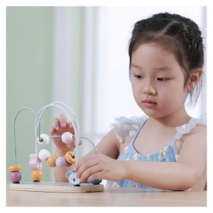 Labirint cu margele din lemn, nordic colors, culoare: Multicolor, dimensiune: 18x18x13 cm – fotografie produs