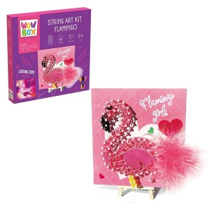 Set creativ DIY cu ate si LED, Flamingo, culoare: Multicolor, dimensiune: 19x19 cm – fotografie produs