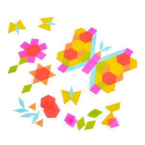 Tangram cu piese translucide colorate, 250 piese, Guidecraft, culoare: Multicolor, dimensiune: 28x28x8 cm – fotografie produs