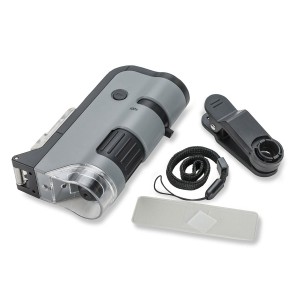 Microscop portabil cu adaptor de smartphone, 100x-250x, culoare: Multicolor, dimensiune: 14x7x4 cm – fotografie produs