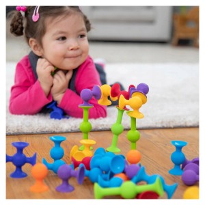 Squigz Deluxe 50, contructie cu ventuze, Fat Brain Toys, culoare: Multicolor, dimensiune: 18x18x25 cm – fotografie produs