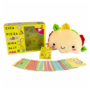 Cica, pizza, plüss, gida, sajt, magyar nyelven, culoare: Multicolor, dimensiune: 27x20x7 cm – fotografie produs