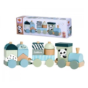 Trenulet din lemn cu 16 piese, Eichhorn, culoare: Multicolor, dimensiune: 30x10x8 cm – fotografie produs