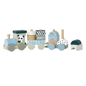 Trenulet din lemn cu 16 piese, Eichhorn, culoare: Multicolor, dimensiune: 30x10x8 cm – fotografie produs