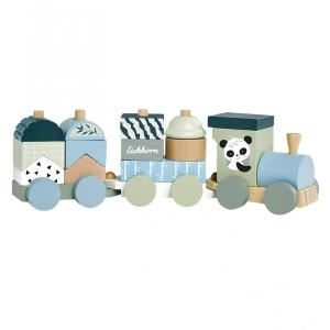 Trenulet din lemn cu 16 piese, Eichhorn, culoare: Multicolor, dimensiune: 30x10x8 cm – fotografie produs