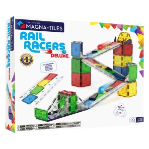 MAGNA-TILES Rail Racers Deluxe, 90 piese, culoare: Multicolor, dimensiune: 45x35x6 cm – fotografie produs