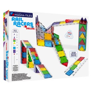 MAGNA-TILES Rail Racers Deluxe, 90 piese, culoare: Multicolor, dimensiune: 45x35x6 cm – fotografie produs