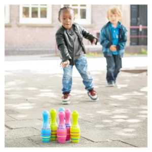 Set de bowling din lemn Skittles Jr., culoare: Multicolor, dimensiune: cutie: 19x13x19 cm – fotografie produs