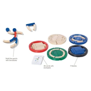 Sport Blocks, cuburi de constructie din lemn, culoare: Multicolor, dimensiune: 21x13x22 cm – fotografie produs